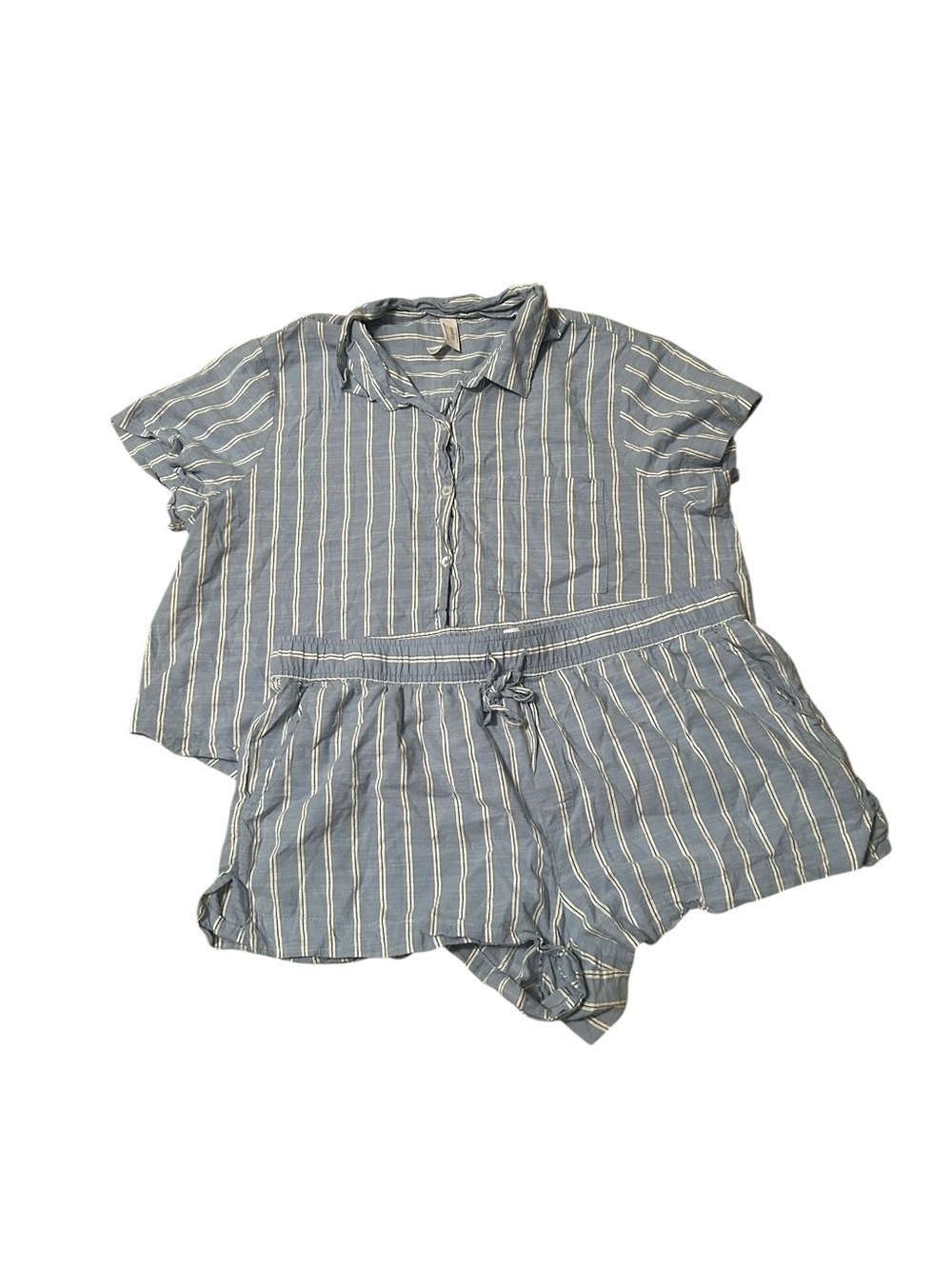 Auden Sleepwear Blue White Striped Top & Short Pajama Set Womens XL